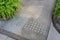 Silver circle dot pattern texture of a Non-slip Pattern on a walkway concrete