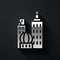 Silver City landscape icon isolated on black background. Metropolis architecture panoramic landscape. Long shadow style