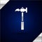 Silver Claw hammer icon isolated on dark blue background. Carpenter hammer. Tool for repair. Vector Illustration