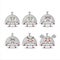 Silver cloche cartoon character with various angry expressions