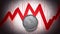 A silver coin icon laced on a silvery gray stock chart. Generative AI