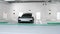 Silver color electric car charging in charging station locate in underground  parking lot