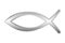 Silver colored sign of the fish symbol, Jesus fish, ichthys or ichthus