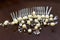 Silver comb or barrette with pearls, rhinestones and silver wire