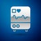 Silver Computer monitor with cardiogram icon isolated on blue background. Monitoring icon. ECG monitor with heart beat