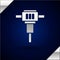 Silver Construction jackhammer icon isolated on dark blue background. Vector