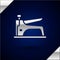 Silver Construction stapler icon isolated on dark blue background. Working tool. Vector Illustration