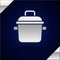 Silver Cooking pot icon isolated on dark blue background. Boil or stew food symbol. Vector