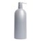Silver cosmetic bottle. Pump dispenser packaging