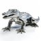Silver Crocodile Figurine: Innovative 3d Model With Liquid Metal Texture