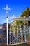 Silver cross on entrance gate of Masonic Cemetery, Canyonville, Oregon