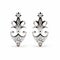 Silver Crown Inspired Stud Earrings With Rococo Ornamental Details