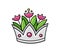 Silver crown with tulips. Vase. Cartoon vector illustration