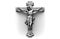Silver crucifix cross with Jesus isolated on white. Generative AI