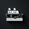 Silver Cruise ship icon isolated on black background. Travel tourism nautical transport. Voyage passenger ship, cruise
