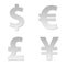 Silver currency symbols, vector illustration