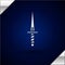 Silver Dagger icon isolated on dark blue background. Knife icon. Sword with sharp blade. Vector Illustration.