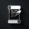 Silver Decree, paper, parchment, scroll icon icon isolated on black background. Long shadow style. Vector