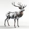 Silver Deer 3d Render With High-contrast Shading And Overexposure Effect
