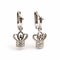 Silver And Diamond Crown Earrings With Spiritual Motifs
