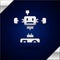 Silver Disassembled robot icon isolated on dark blue background. Artificial intelligence, machine learning, cloud