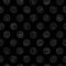 Silver doodled camellias on a black background seamless repeating pattern.