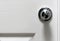 Silver Door Knob on white door , stainless steel round ball metallic door knob
