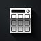 Silver Drum machine music producer equipment icon isolated on black background. Long shadow style. Vector