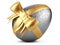 Silver easter egg with gold ribbon