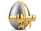 Silver easter egg with gold ribbon