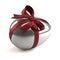 Silver easter egg with red ribbon