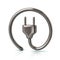 Silver electric plug icon 3d illustration