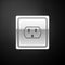 Silver Electrical outlet in the USA icon isolated on black background. Power socket. Long shadow style. Vector