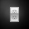 Silver Electrical outlet in the USA icon isolated on black background. Power socket. Long shadow style. Vector