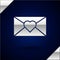 Silver Envelope with 8 March icon isolated on dark blue background. Message love. Letter love and romance. International