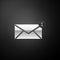 Silver Envelope icon isolated on black background. Received message concept. New, email incoming message, sms. Mail