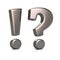 Silver exclamation mark and question mark icon 3d illustration