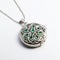 Silver Flower Locket With Emerald Stone - Inspired By Rani