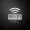 Silver Free Wi-fi icon isolated on black background. Wi-fi symbol. Wireless Network icon. Wi-fi zone. Long shadow style