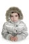 Silver fur hood winter coat little girl