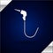 Silver Gasoline pump nozzle icon isolated on dark blue background. Fuel pump petrol station. Refuel service sign. Gas