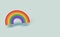 Silver gay pride rainbow pin isolated on pastel green background. Copy space on the right side. LGBTQ and homosexual minority