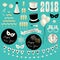 silver glitter new years eve 2018 clipart