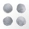 Silver glitter paint brush circle stains set or abstract dab smear smudge texture on transparent background. Vector isolated set o