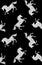 Silver glitter unicorn seamless pattern on black