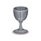 Silver goblet with pentagram symbol. Old cup for divination. Object for ritual. Flat vector design