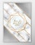 Silver and gold frame. Luxurious elite wedding card. Detailed texture of marble. Wedding invitation.