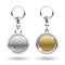 Silver and gold keychains in round shapes