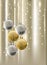 Silver and golden baubles on silver graded christmas background