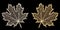 Silver and golden hand-made maple leaves